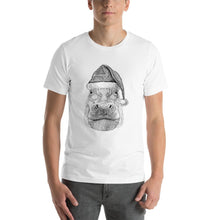Load image into Gallery viewer, Hippo christmas hat art Unisex T-Shirt